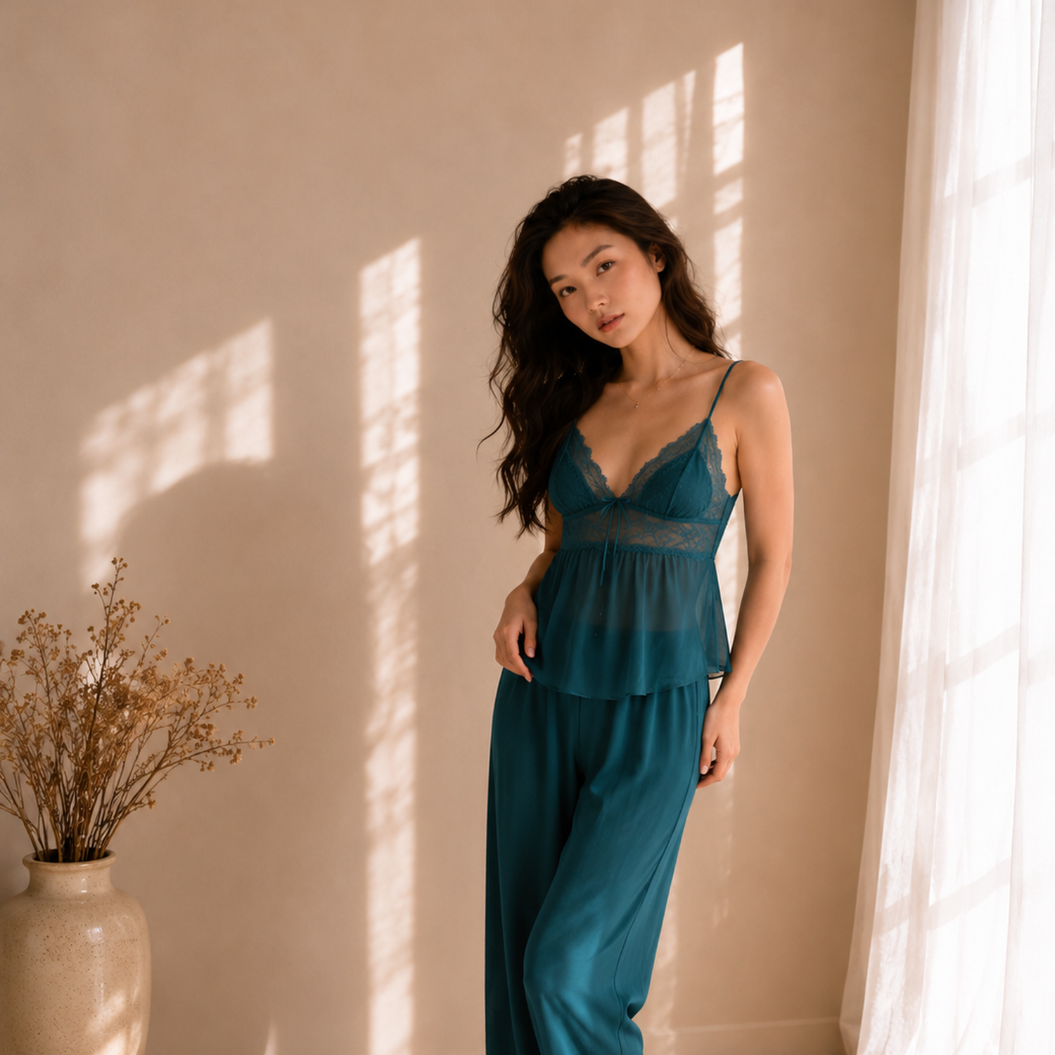 Ember Silk Lounge Set - Teal Green