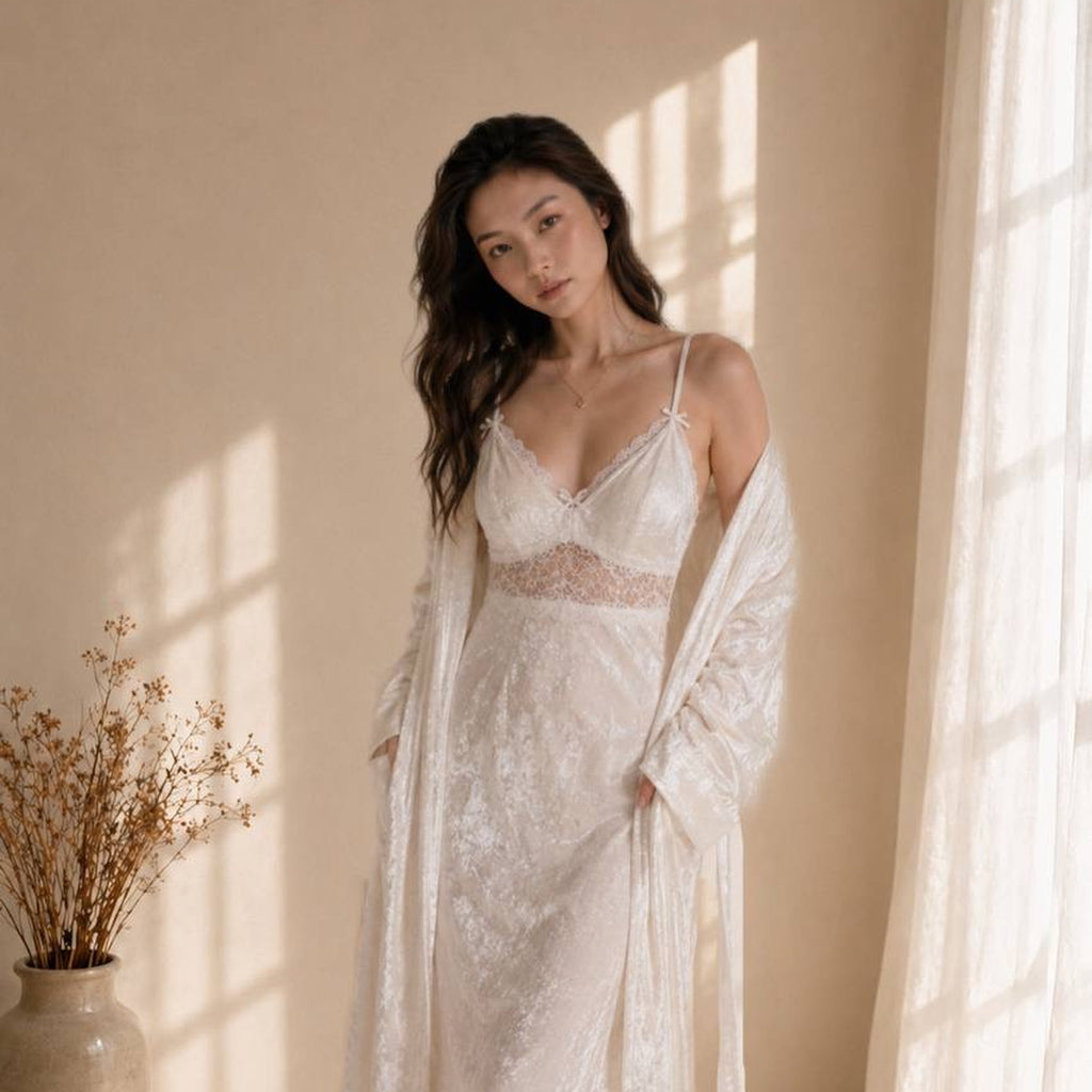 Celeste Nightgown Set - White