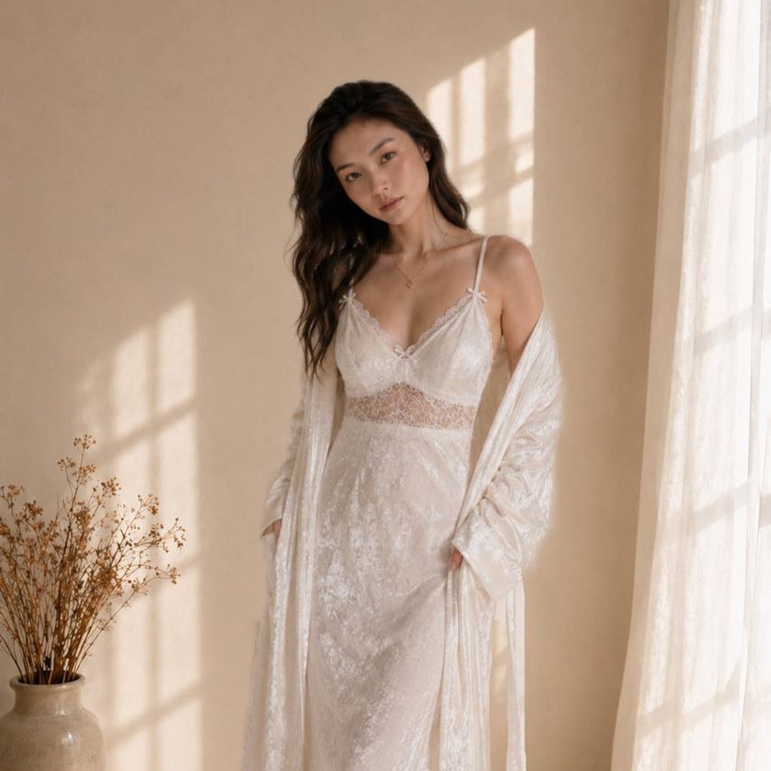 Celeste Nightgown Set - White