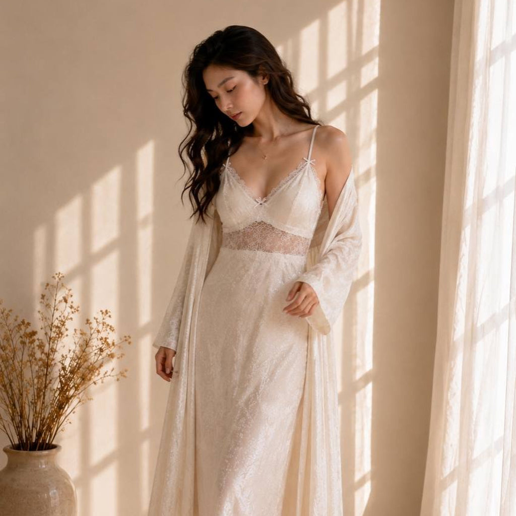 Celeste Nightgown Set - White