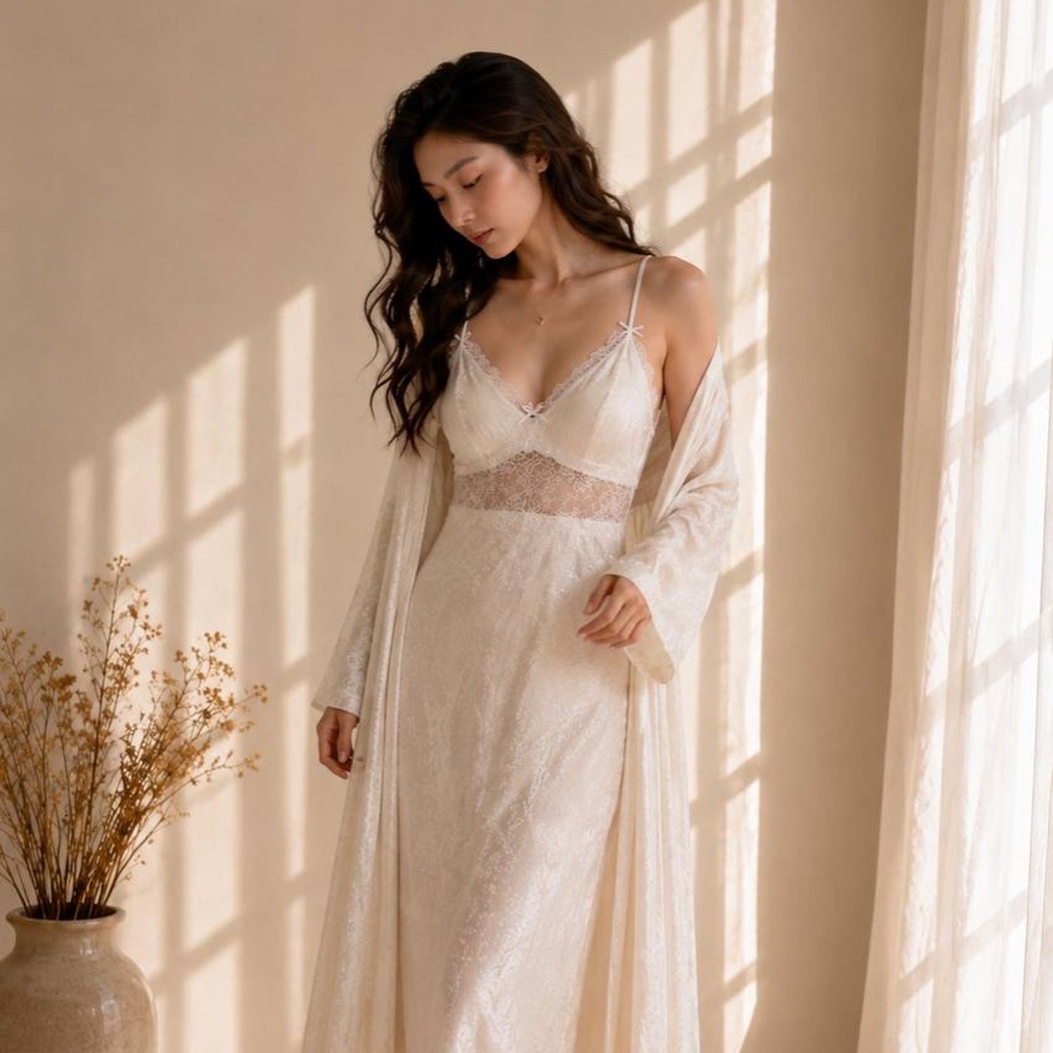 Celeste Nightgown Set - White